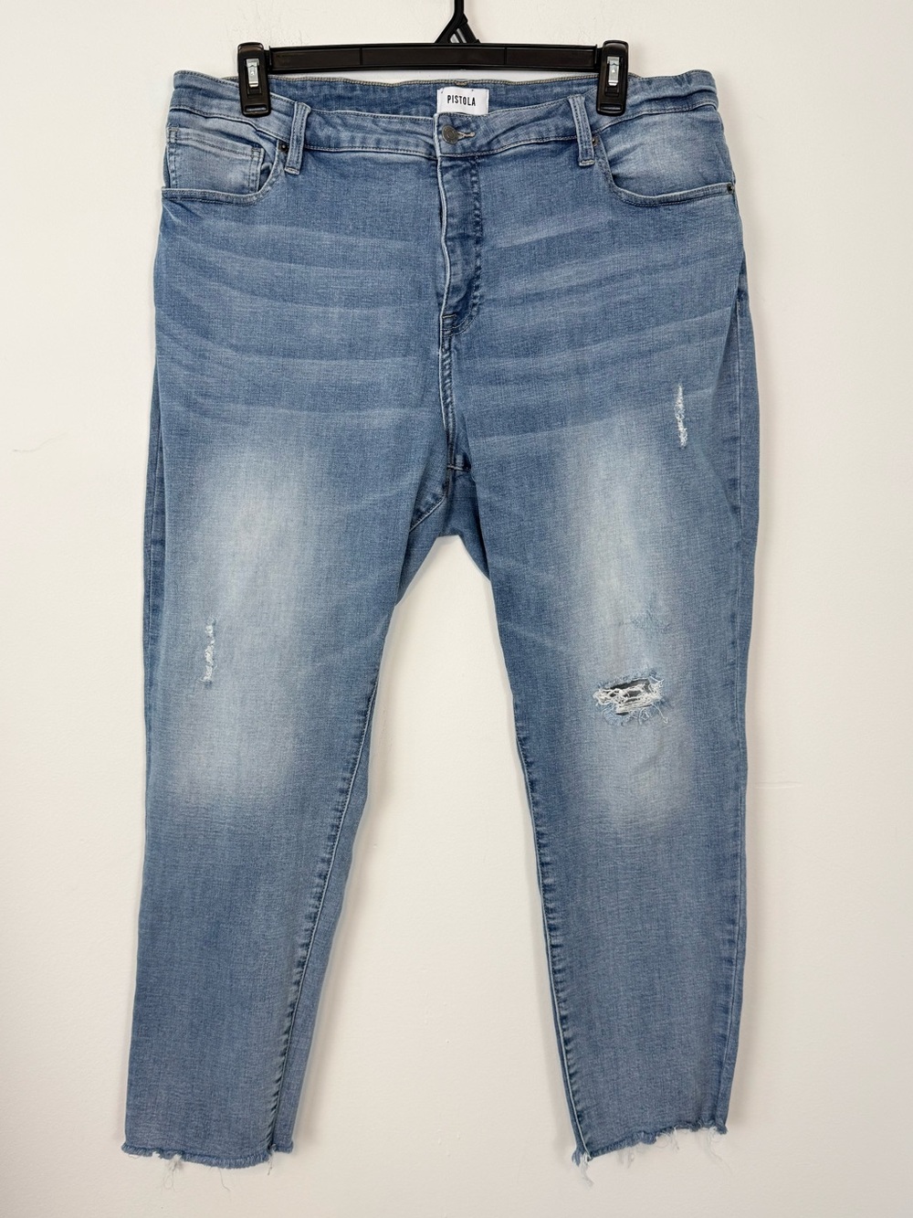 Pistola Plus Size Jeans. Super Stretchy. High Rise. Raw Hem. Distressed. Size 22